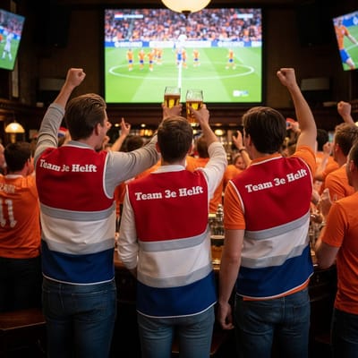 Rood wit blauw veiligheidshesje gepersonaliseerd met tekst - L/XL - bedrukt met jouw eigen tekst - voetbal - Nederlands elftal - koningsdag