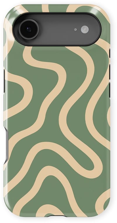 DripCase Curvy Lines Hoesje geschikt voor iPhone 17 Air | Backcover met Mag | Design Tough Case geschikt voor iPhone 17 Air Olive Drift