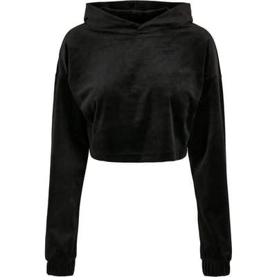 Dames sweatshirt met capuchon Urban Classics cropped velvet oversized (GT)