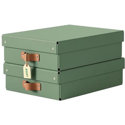 Leitz Puro Middelgrote Lage Opbergdoos met Deksel - Set van 2 - 8L - 100% Gerecycled Karton - Groen