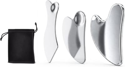 3-delige RVS Gua Sha Massage Set voor Gezicht, Hals en Lichaam - Scraper voor Spierontspanning en Verjonging