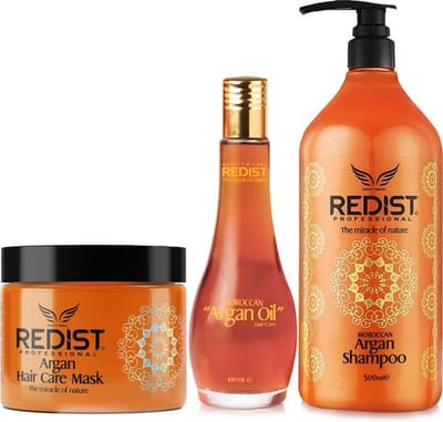 Redist - Argan Haarverzorging Set 3-delige - Argan Shampoo 1000 ML-Argan Haarverzorgingsmasker 500 ML-Argan Haarolie 100 ML