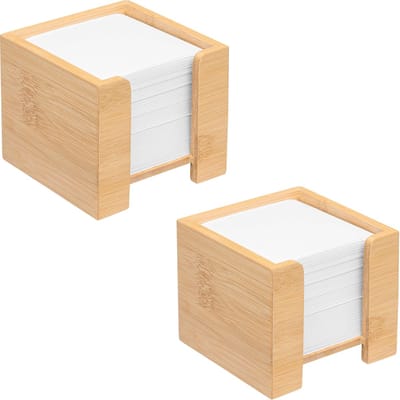 Bamboe, duurzame notitiebox van hout, houder voor notitiepapier, 900 vellen houtvrij papier 70g/m², H x B x D: 11,5 x 11,5 x 10,7 cm, natuurlijk, spaarsets van 1 tot 5 stuks verkrijgbaar (2)