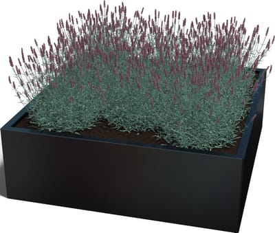 Gepoedercoat staal - plantenbak - Vierkant - 120x120x40cm - Zwart - Zonder bodem - MySteel