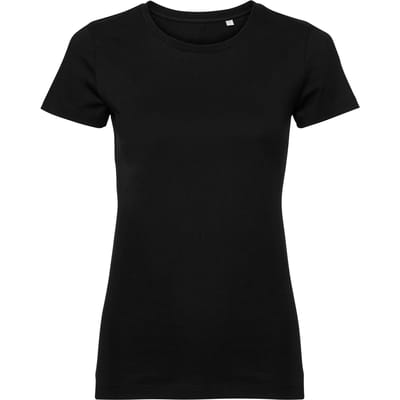 Russell Dames Authentieke Pure Biologische T-shirt (Zwart)