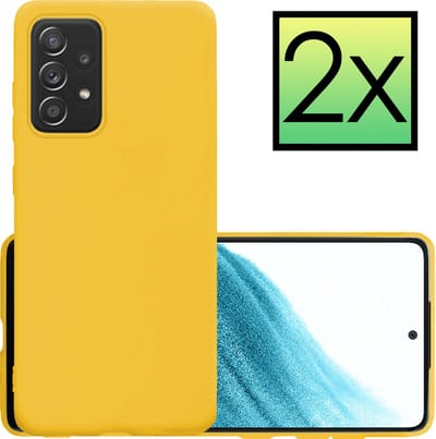 Hoesje - 2 Stuks - Geschikt voor Samsung Galaxy A53 - Sterk & Shockproof - Case Siliconen - Back Cover - Telefoon Hoes - Geel
