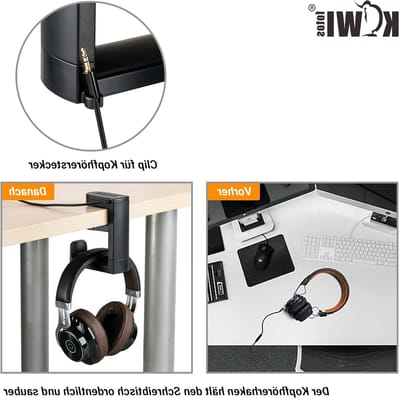 Hoofdtelefoonstandaard met 4 USB-poorten, 360° draaibare verstelbare klem en kabelclip voor gaming headset en accessoires