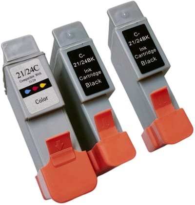 KATRIZ® Inkt BCI-21/BCI-24 Zwart & Kleur – Huismerk – Set van 3 Cartridges |Geschikt voor Canon Color Stylewriter 2400 / 2500 /Canon BJ S 100 / 1500/ 2000/ 2100/ 2115/ 2120/ 400/ 4000/ 410/ 4100/ 4200/ 4300/ 4400/ 4400 Photo/4500/ 455/ 4550/ 4650/ 50