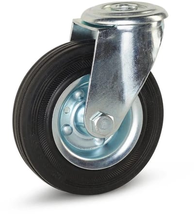 Reukloos rubber zwenkwiel met centraal gat - 125mm - 150kg