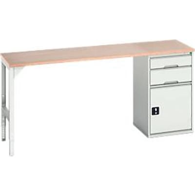 Bott verso werkbank onderbouw, multiplex legbord, 2 laden, 1 deur, 1 legbord, B 2000 x D 600 x H 930 mm, lichtgrijs
