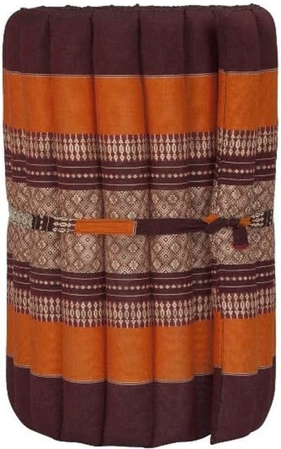 Fine Asianliving Thaise Mat Oprolbaar Matras 190x50x4.5cm Bordeaux Oranje Meditatie Mat Matras