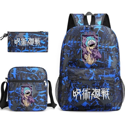 Casual Anime Schooltas Set met Rugzak Schoudertas Etui Jujutsu Kaisen Print voor Kinderen Tieners