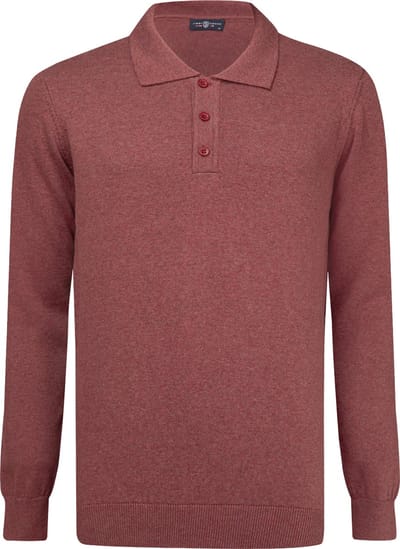 Jimmy Sanders Gebreide Polo Trui - Polo Kraag - Sweater - 100% Katoen Heren Roze - M