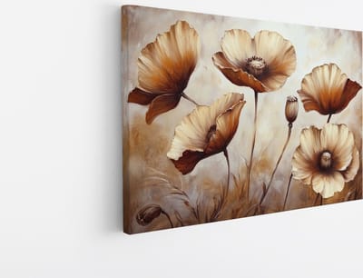 Saammp Canvas Schilderij - Vintage - Bloemen - Abstract - Natuur - 45x30 - Foto op canvas - Wanddecoratie - Modern Interieur - Woonkamer Decoratie