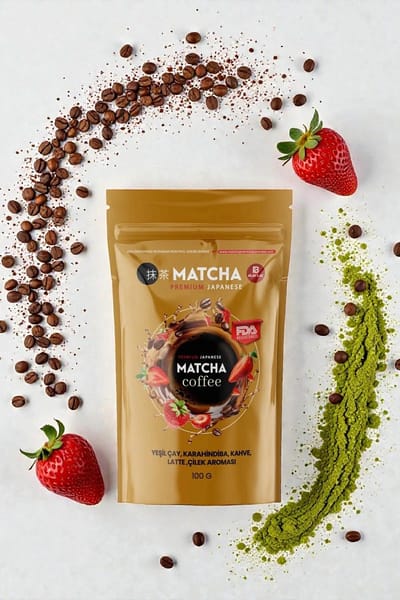 Matcha Premium Japanse Koffie – Latte & Koffiemelange met Aardbeiensmaak – 100 g