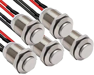 Mini Drukknopschakelaar 12mm - Vergrendeling, Waterdicht en Roestvrij Staal, 5 Stuks, 12V