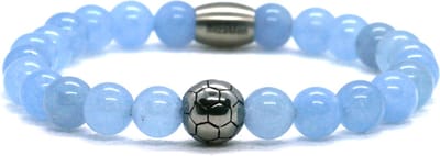 IbizaMen - Heren - armband - voetbal - RVS - Aquamarijn - 8mm - 21cm