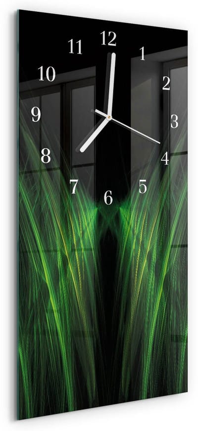 Tulup Wandklok - Weg Decoratieve Glazen Klok - 30x60 cm - Groente Glazen Wandklok Design - Witte Handen - Rechthoekige Wandklok - Glazen Wandklok Design - Klok Glas Met Opdruk