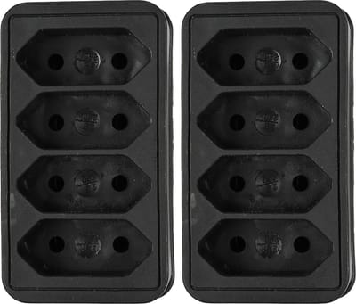 Benson Stopcontact splitter - 2x - quattro - zwart - voor 4 platte stekkers - verdeelstekkers