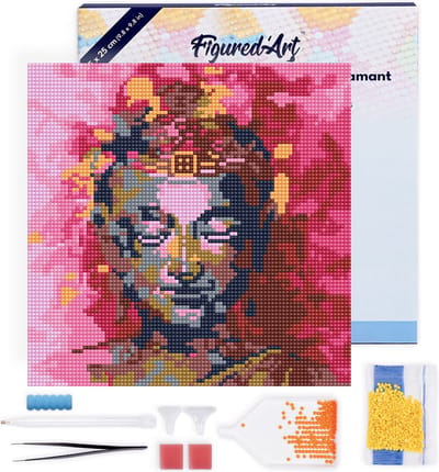 Figured'Art Mini Diamond Painting set Volwassenen 25x25 cm met lijst Kostbare Boeddha - 5D DIY Art full drill ronde diamant - Canvas al ingelijst