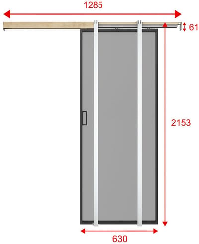 Vente-unique Schuifdeur met schuifsysteem - Aluminium en gerookt gehard glas - H205 x B63 cm - LINCI II