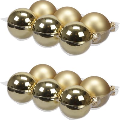12x stuks kerstversiering kerstballen goud van glas - 8 cm - mat/glans - Kerstboomversiering