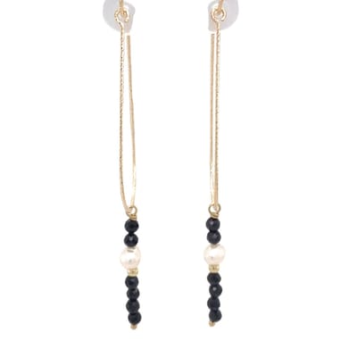 pat's jewels Oorbellen - Oorbellen Dames - Oorhangers - Zwart - Parel -Goud