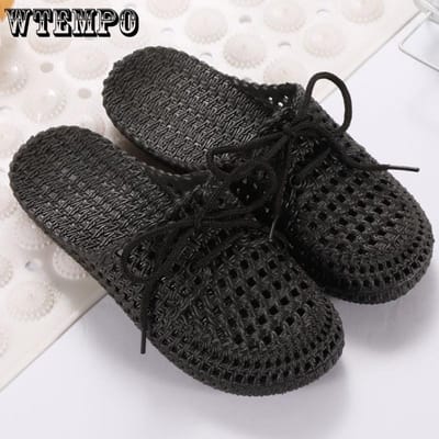PVC Slides Dames Buitenkleding Gaten Schoenen Zomer Zachte Bodem Dikke Bodem Sandalen Thuis Badkamer Holle Omhulde Teen Slipper Buiten Strand Flip-flops 40 gray