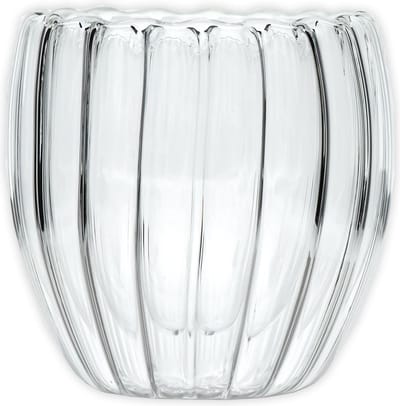 Intirilife dubbelwandig thermoglas - Gestreepte stijl - 190 ml inhoud - Mondgeblazen geïsoleerd voor latte macchiato, als theeglas of koffieglas met handvat