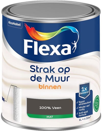 Flexa - Strak Op De Muur Binnen Mat - 100% Veen - Mengverf - 1 L