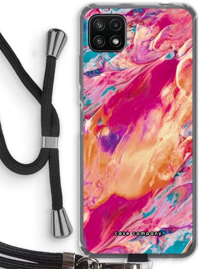 Case Company® - Hoesje met koord geschikt voor Samsung Galaxy A22 5G hoesje met Koord - Pastel Echoes - Telefoonhoesje met Zwart Koord - Bescherming aan alle Kanten en Over de Schermrand