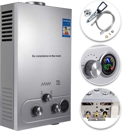 Happyment Propaan Boiler 16L - Met douchekop - LPG Geiser - Snel Warm Water - Camper, Caravans, Boot & Camping