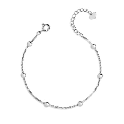 Zilver Armband Dames - Zilveren Armband - Elegant Armband - Alledaags Armband - Stapelen Armband - - Stacking Bracelet - Chic Ball Accent Silver Bracelet with Rhodium Finish - Amona Jewelry