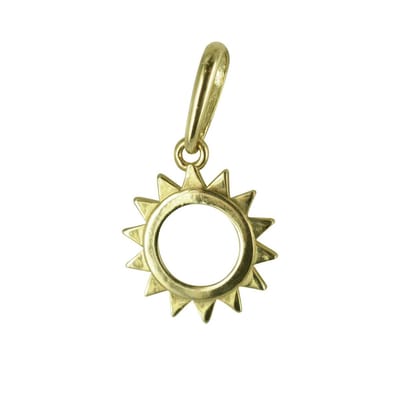 New Bling 9NBSAM-G190717 Gouden Hangertje - Dames - Cirkel - Bewerkt - Zon - 8,2 mm Doorsnee - 14 Karaat - Bedel - Goud