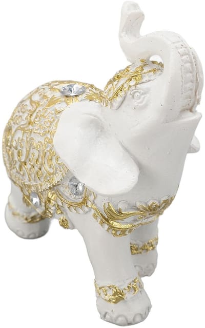Dailygoody - Lucky Elephant Standbeeld - Modern Home Office Decor - Rijkdomsymbool - Wit - Realistische Olifant - Perfect voor Ingang en Kantoor - 12x