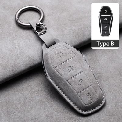 Leren Autotoetsenbord Hoes Afstandsbediening Fob Houder Sleutelhanger Voor Byd Song Plus Atto 3 Han Ev Tang Dm Qin Seal Dolphin Toetsenbord Accessoires gray