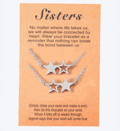 BFF Ketting voor 2 met Sterretjes - Zilverkleurig - Vriendschapsketting met Cadeau kaartje - Pax Amare