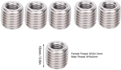 Dailygoods- Draad Inserts 10 Stuks - Binnendraad M10 - Buitendraad M16 - Schroefdraad Reparatie - Roestvrij Staal - Lengte 15 mm - Schroefdraadreparatie