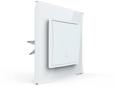 Knop Bel Schakelaar - Deurbel Wip - Inbouw Installatie - Glazen Frame - 1-voudig - Wit