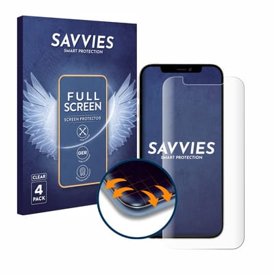 Savvies - Screenprotector voor Apple iPhone 12 / 12 Pro - Folie Beschermfolie transparant volledig dekking 4 Stuks