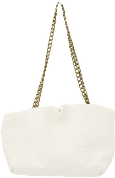 Zusss Gevlochten Tas Klein 100% PU Leer Off White