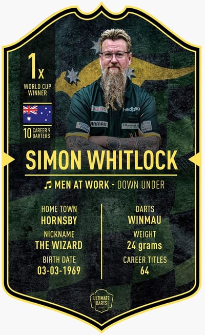 Ultimate Card Simon Whitlock Winmau Darts 37x25cm