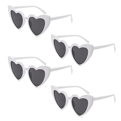 Set van 4 vintage hartvormige zonnebrillen voor vrouwen, hartvormige zonnebril, jaren 70-zonnebrilset, zonnebril voor hartvormig, voor meisjes en vrouwen, winkelen, reizen, feest, outdoor