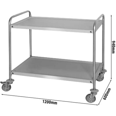 GGM Gastro Servierwagen - 1200x600mm - mit 2 Abstellflächen Zilver
