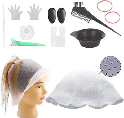 Complete Haarverf Set met 12 Onderdelen, Herbruikbare Haarcap, Kwast en Kam voor Perfecte Haarkleur en Precisie Applicatie