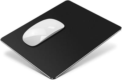Dubbellaagse Aluminium Muismat, Waterdicht en Duurzaam voor Gaming en Kantoorgebruik (Klein, Zwart, 23x18cm)