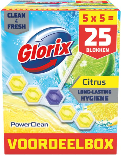 Glorix - WC blokjes - Citrus - 25 stuks - Voordeelverpakking