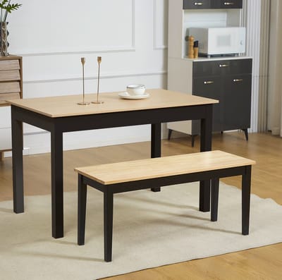 OKWISH Eetbank 102 x 36 x 45 cm - 2-Zits Zitbank Met Antislip Voetpads - Voor Keuken, Eetkamer Of Hal - Hout - Naturel
