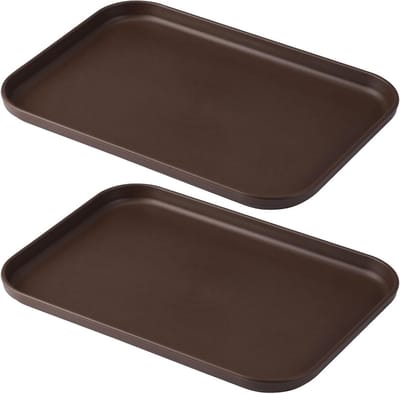Set van 2 Rechthoekige Plastic Dienbladen 23,5 x 17 x 1,5 cm, Antislip Keuken Dienbladen, Herbruikbare Snacks Catering Dienbladen voor Cafés, Hotels en Restaurants