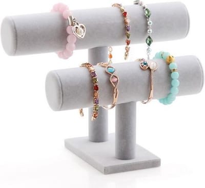 Armbanden display fluweel grijs 2 rollen ©Pippashop